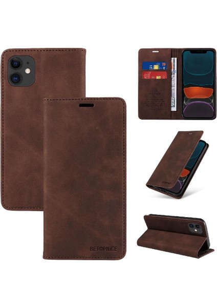 Iphone 12 Için Kılıf Mini Manyetik Koruyucu Pu Deri Folio Cüzdan (Yurt Dışından)