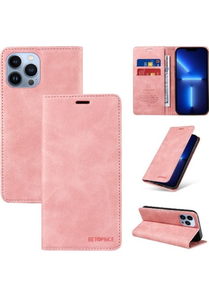 Iphone 13 Için Kılıf Pro Max Pu Deri Koruyucu Manyetik Folio Cüzdan (Yurt Dışından)