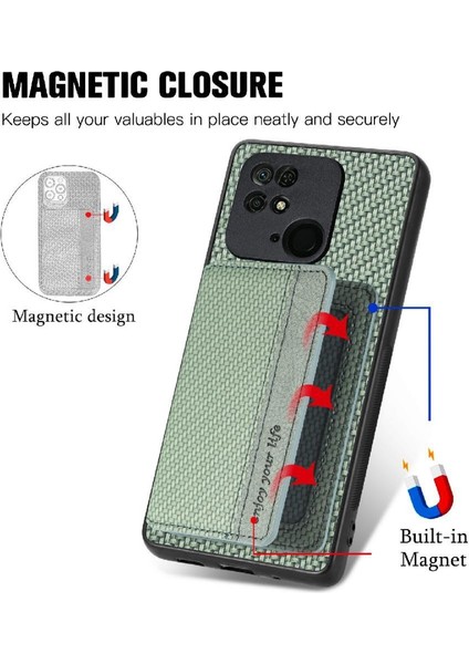 Xiaomi Redmi 10C Manyetik Kart Tutucu Rfıd Engelleme Standı Kamera Için Kılıf (Yurt Dışından)