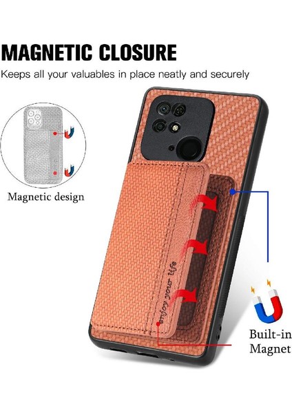 Xiaomi Redmi 10C Manyetik Kart Tutucu Rfıd Engelleme Standı Kamera Için Kılıf (Yurt Dışından)