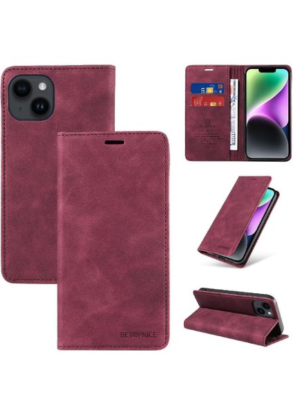 Iphone 13 Için Kılıf Mini Koruyucu Manyetik Folio Cüzdan Pu Deri (Yurt Dışından)