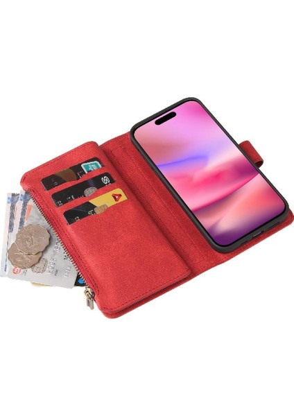 Kart Yuvası Standı Onbeş Kart Yuvaları Pu ile IPhone 16 Için Cüzdan Telefon Kılıfı (Yurt Dışından) indirimleri