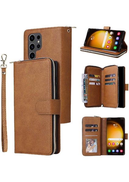 El Kayışı Cüzdan Kılıf ile Samsung Galaxy S24 Ultra Kart Tutucu Için Kılıf (Yurt Dışından)