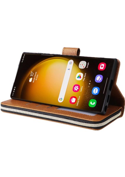 El Kayışı Cüzdan Kılıf ile Samsung Galaxy S24 Ultra Kart Tutucu Için Kılıf (Yurt Dışından)