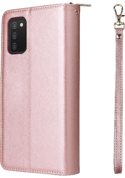 El Kayışı ile Samsung Galaxy A03S Için Kılıf Kapak Çevirin Kart Tutucu Cüzdan (Yurt Dışından)