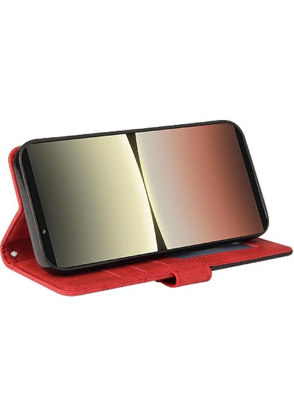 Kart Yuvası Standı Iki Renkli Dikiş Pu Flip ile Sony Xperia5 Iv Için Kılıf (Yurt Dışından) modelleri