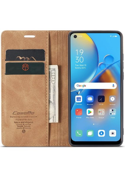 Oppo A74 4g Için Flip CASE/A95 4g Vintage Pu Deri Cüzdan Kılıf Kart Yuvası (Yurt Dışından) modelleri