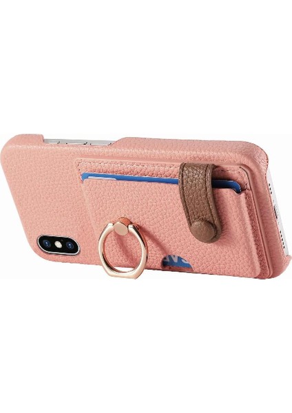 IPhone X/xs Kart Yuvaları Halka Standı Premium Dokulu Deri (Yurt Dışından)