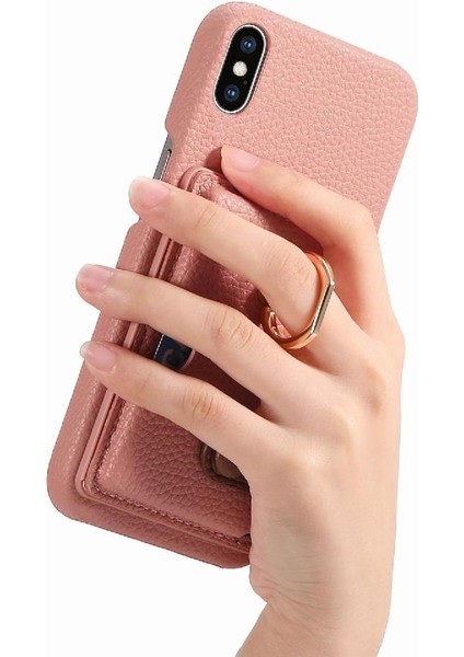 IPhone X/xs Kart Yuvaları Halka Standı Premium Dokulu Deri (Yurt Dışından)