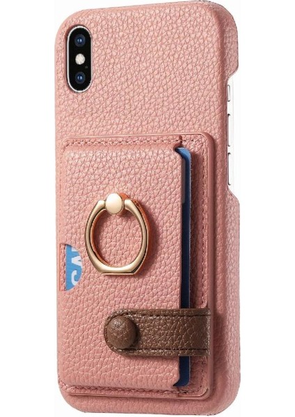 IPhone X/xs Kart Yuvaları Halka Standı Premium Dokulu Deri (Yurt Dışından)