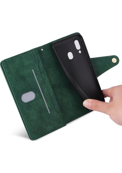 El Kayışı Manyetik Deri Fermuar Cüzdan ile Samsung Galaxy A40 Için Kılıf (Yurt Dışından) modelleri
