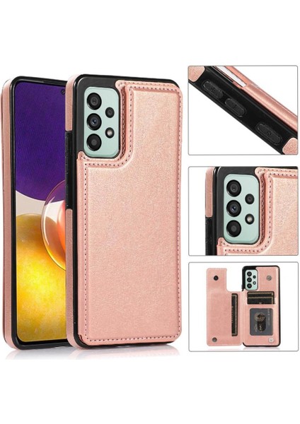 Cüzdan Kılıf Samsung Galaxy A73 5g Pu Deri Kart Yuvaları Çift Toka (Yurt Dışından)