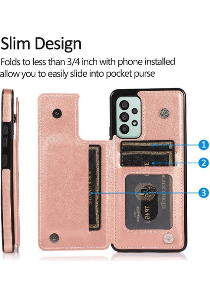 Cüzdan Kılıf Samsung Galaxy A73 5g Pu Deri Kart Yuvaları Çift Toka (Yurt Dışından)