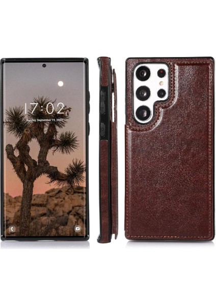 Samsung Galaxy S23 Ultra Kart Yuvaları Için Cüzdan Durumda Çift Manyetik Toka (Yurt Dışından)