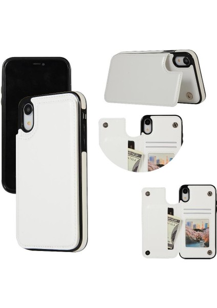Kart Tutucu ile IPhone Xr Pu Deri Kickstand Kart Yuvaları Için Cüzdan Kılıf (Yurt Dışından)