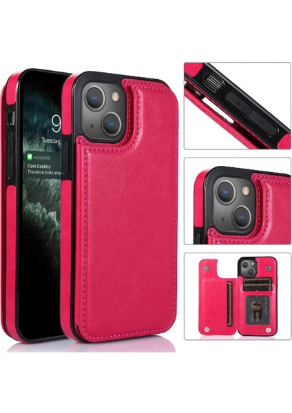 Kart Tutucu ile IPhone 13 Için Cüzdan Durumda Pu Deri Çift Manyetik (Yurt Dışından)