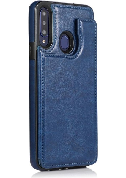 Samsung Galaxy A20S Pu Deri Kickstand Kart Yuvaları Çift Için Cüzdan Kılıf (Yurt Dışından) modelleri