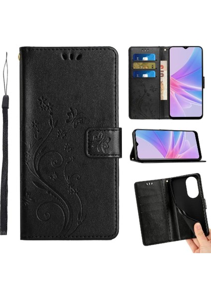 Oppo Için Filp Durumda A78/OPPO Pu Deri Kickstand Bilek Kayışı Kart Tutucu (Yurt Dışından)