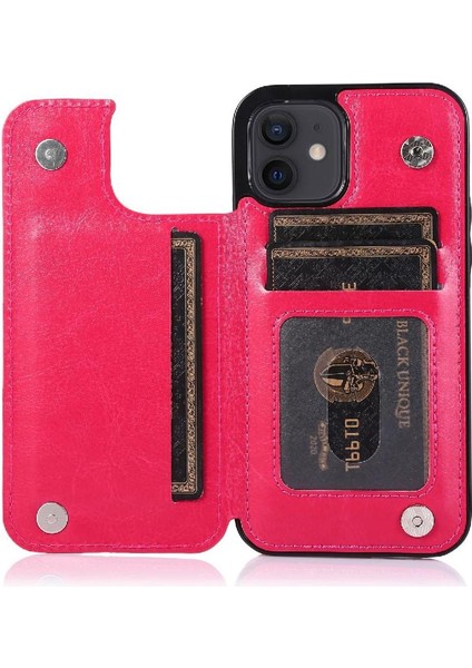 Kart Tutucu Çift Manyetik ile IPhone 12 Mini Kickstand Için Cüzdan Kılıf (Yurt Dışından) modelleri