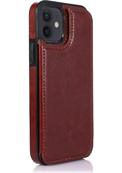 Kart Tutucu Çift Manyetik ile IPhone 12 Mini Kickstand Için Cüzdan Kılıf (Yurt Dışından) modelleri