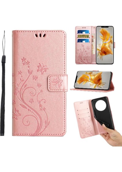 Huawei Mate 50 Pro Için Filp Durumda Manyetik Kapatma Kart Tutucu Bilek Kayışı (Yurt Dışından)