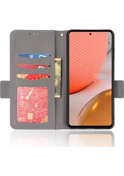 Samsung Galaxy A72 Manyetik Yan Toka Cüzdan Pu Deri Kart (Yurt Dışından)