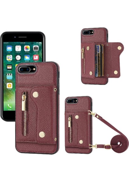 IPhone 7 Için Kılıf Artı/8 Artı Kart Yuvaları Uzun Kayış Hafif Mini (Yurt Dışından)