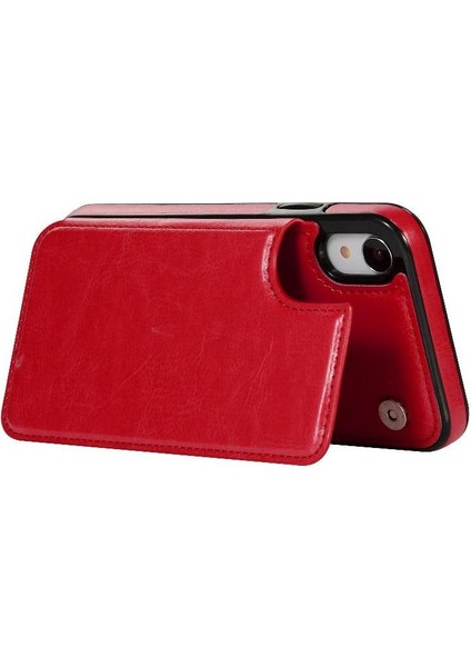 Kart Tutucu ile IPhone Xr Pu Deri Kickstand Kart Yuvaları Için Cüzdan Kılıf (Yurt Dışından)