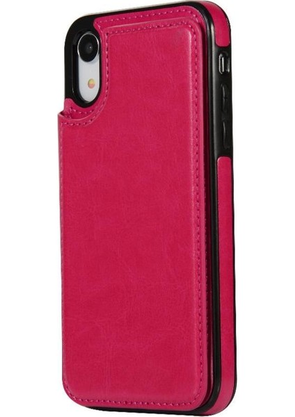 Kart Tutucu ile IPhone Xr Pu Deri Kickstand Kart Yuvaları Için Cüzdan Kılıf (Yurt Dışından)