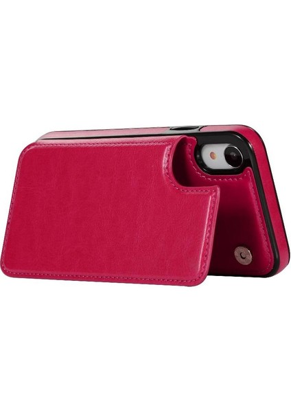 Kart Tutucu ile IPhone Xr Pu Deri Kickstand Kart Yuvaları Için Cüzdan Kılıf (Yurt Dışından)