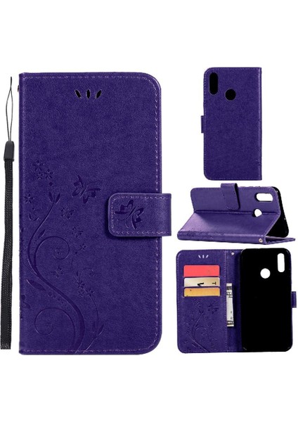 Huawei P Akıllı 2019 Kart Tutucu Için Kickstand Pu Deri Bilek Durumda (Yurt Dışından)