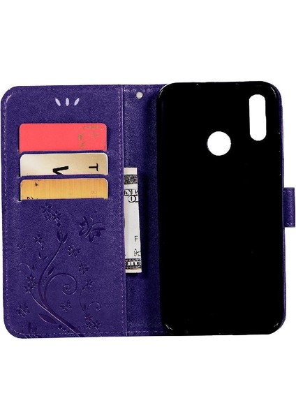 Huawei P Akıllı 2019 Kart Tutucu Için Kickstand Pu Deri Bilek Durumda (Yurt Dışından)