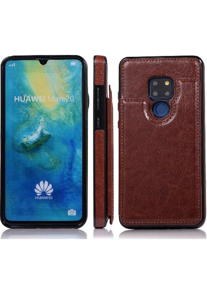 Cüzdan Kılıf Huawei Mate 20 Kart Yuvaları Için Kickstand Pu Deri Çift (Yurt Dışından)