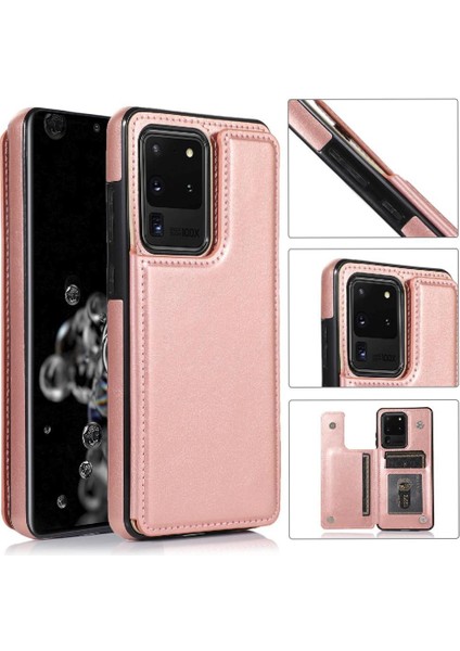 Kart Pu ile Samsung Galaxy S20 Ultra Kickstand Kart Yuvaları Için Cüzdan Kılıf (Yurt Dışından)