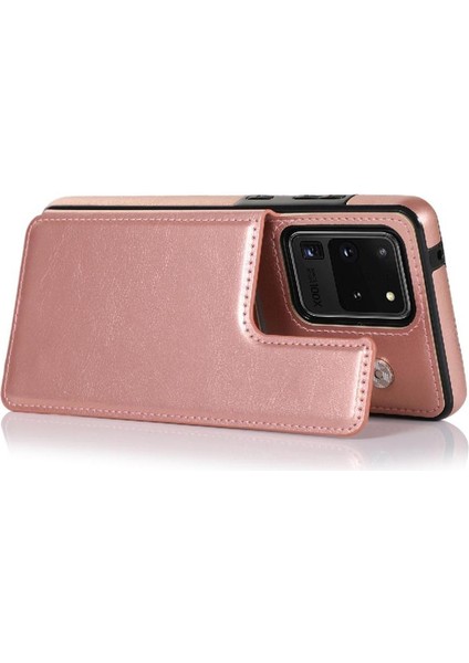 Kart Pu ile Samsung Galaxy S20 Ultra Kickstand Kart Yuvaları Için Cüzdan Kılıf (Yurt Dışından)