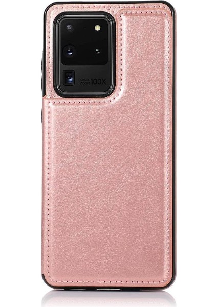 Kart Pu ile Samsung Galaxy S20 Ultra Kickstand Kart Yuvaları Için Cüzdan Kılıf (Yurt Dışından)