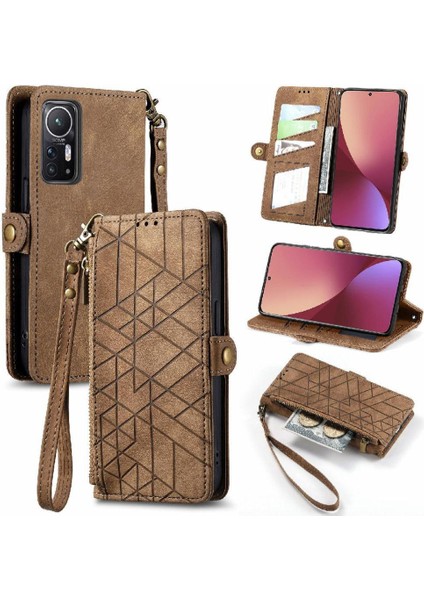 Xiaomi 12 Pro Flip Kapak Için Flip Case Basit Iş Deri Kılıf Cüzdan (Yurt Dışından)