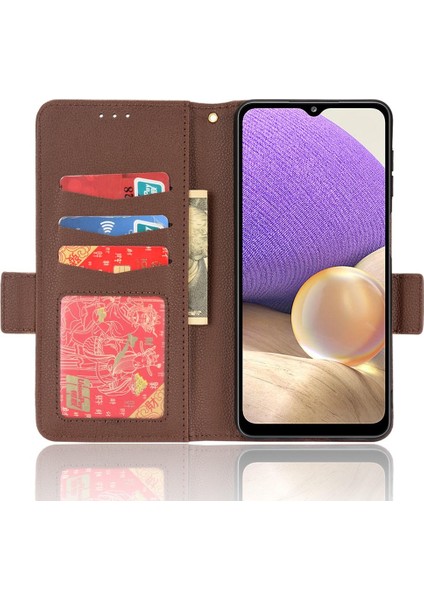Samsung Galaxy A32 5g Pu Deri Yan Toka Cüzdan Manyetik Kart (Yurt Dışından)