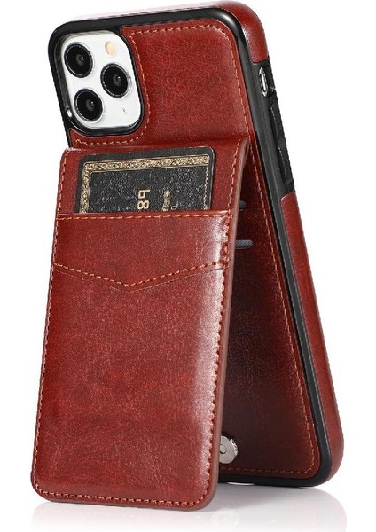 IPhone 11 Pro Premium Deri Kart Tutucu Manyetik Toka ile Uyumlu (Yurt Dışından)