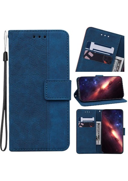 IPhone 16 Için Flip Case Pro Flip Folio Cüzdan Kapak Geometrik Kabartmalı Pu (Yurt Dışından)