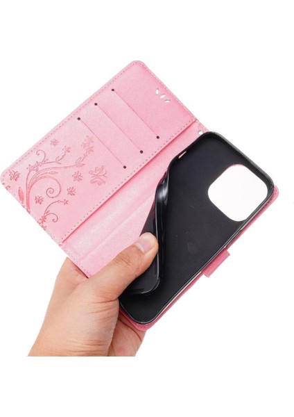 IPhone 15 Için Filp Durumda Pro Manyetik Kapatma Kart Tutucu Pu Deri Bilek (Yurt Dışından)