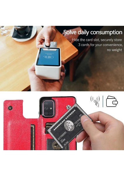 Kart Tutucu Kickstand Çift ile Samsung Galaxy A71 4g Için Cüzdan Kılıf (Yurt Dışından)