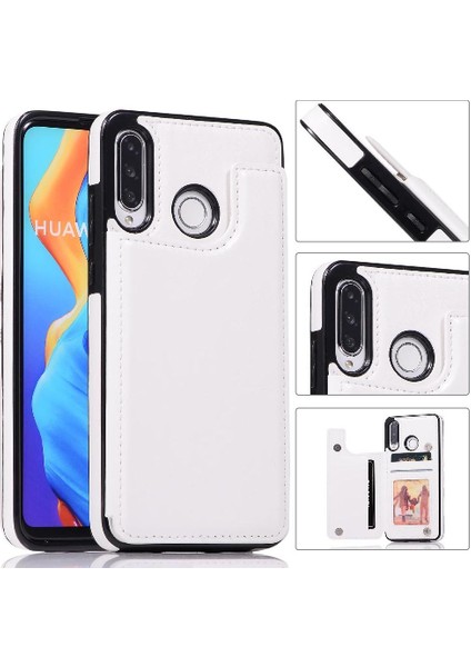 Kart Tutucu Çift Toka ile Huawei P30 Lite Pu Deri Için Cüzdan Kılıf (Yurt Dışından)
