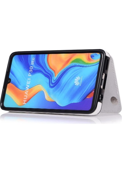 Kart Tutucu Çift Toka ile Huawei P30 Lite Pu Deri Için Cüzdan Kılıf (Yurt Dışından)