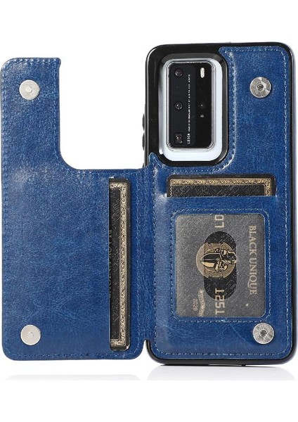 Huawei P40 Kart Yuvaları Için Cüzdan Durumda Çift Manyetik Toka Kickstand Pu (Yurt Dışından) indirimleri