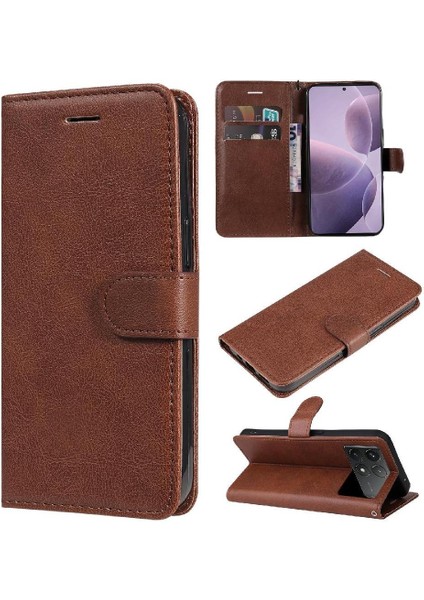 Xiaomi Poco F6 Pro Için Flip Case Kart Yuvası ile Deri Katı (Yurt Dışından)