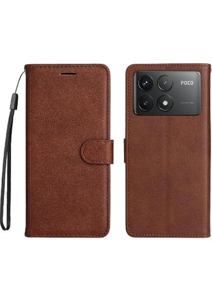 Xiaomi Poco F6 Pro Için Flip Case Kart Yuvası ile Deri Katı (Yurt Dışından)