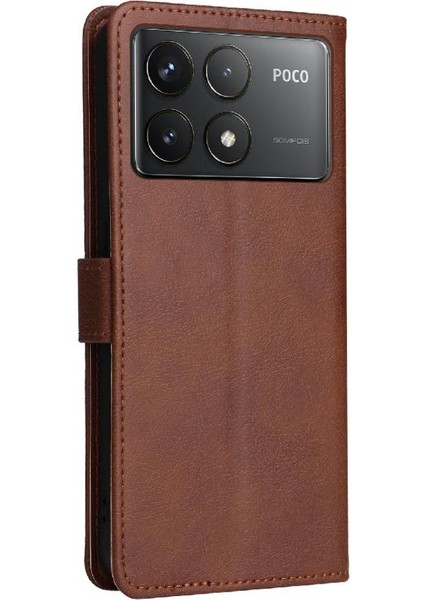 Xiaomi Poco F6 Pro Için Flip Case Kart Yuvası ile Deri Katı (Yurt Dışından)