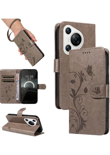 Huawei Pura 70 Kabartmalı Kelebek Deri ve Kart (Yurt Dışından)