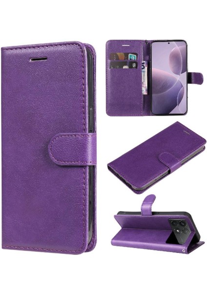 Xiaomi Poco F6 Pro Için Flip Case Kart Yuvası ile Deri Katı (Yurt Dışından)